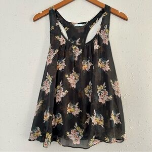 🦋 Urban Outfitters Kimchi Blue Grey Floral Razor Back Flowy Tank Top Medium